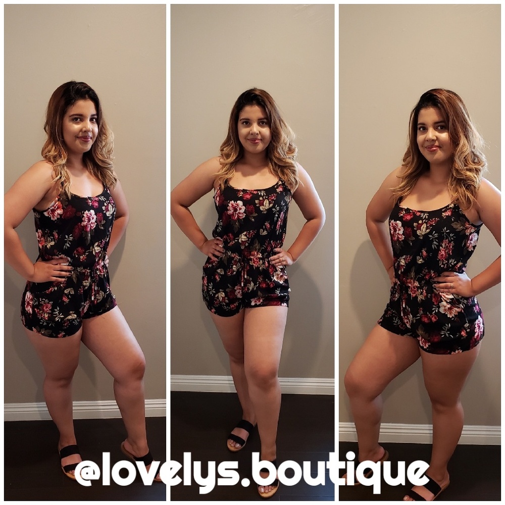 SALE $10 Black floral romper